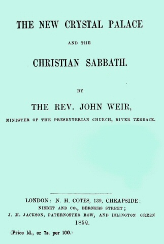 The New Crystal Palace and the Christian Sabbath cover
