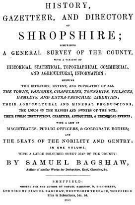 History, Gazetteer, and Directory of Shropshire [1851] cover