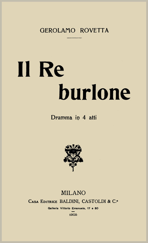 Il Re burlone: Dramma in 4 atti cover
