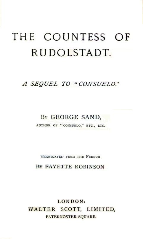 The Countess of Rudolstadt / A Sequel to "Consuelo" cover