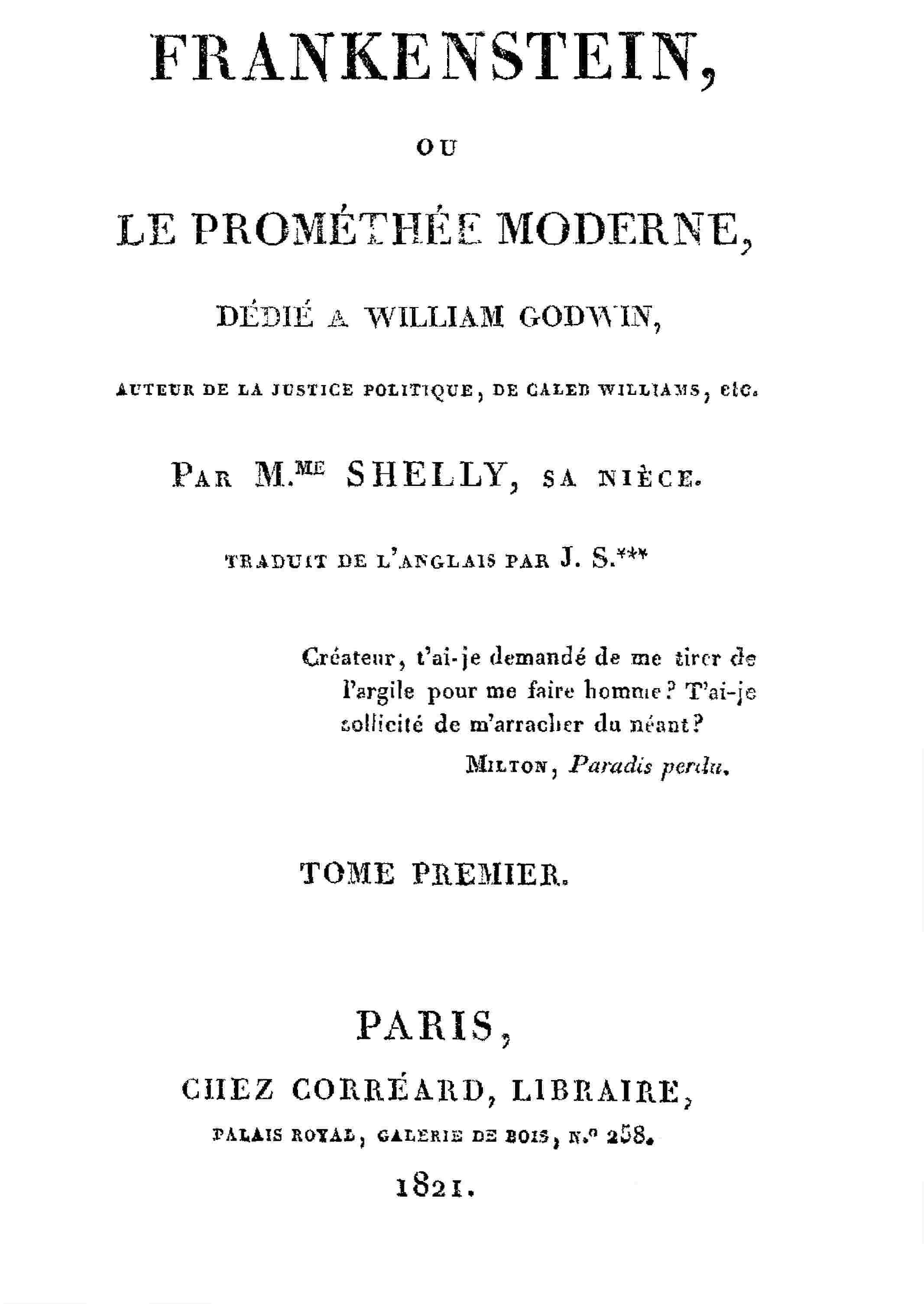 Frankenstein, ou le Prométhée moderne Volume 1 (of 3) cover