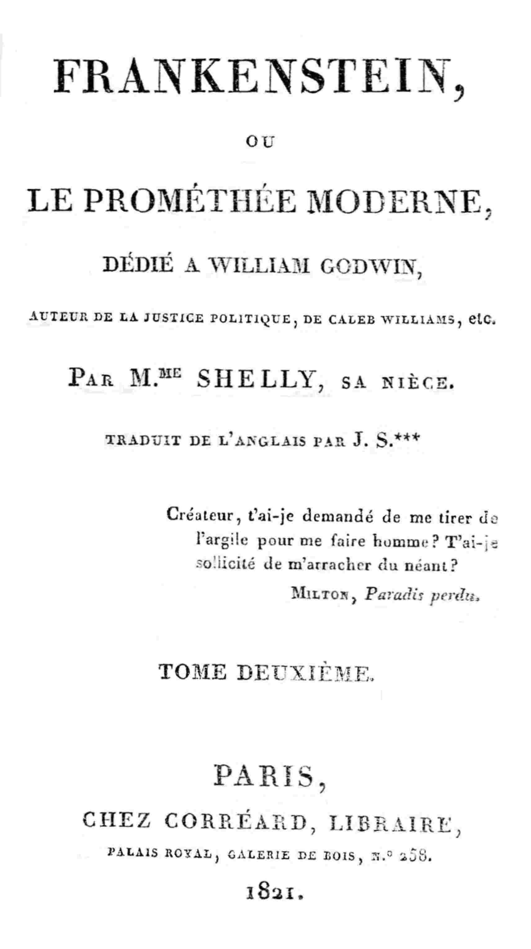 Frankenstein, ou le Prométhée moderne Volume 2 (of 3) cover
