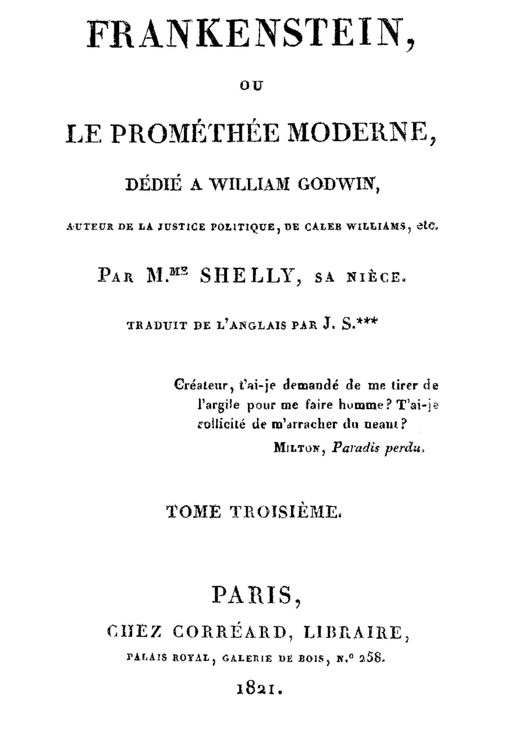 Frankenstein, ou le Prométhée moderne Volume 3 (of 3) cover