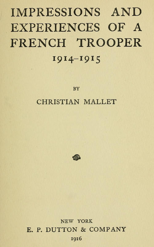 Impressions and Experiences of a French Trooper, 1914-1915 cover