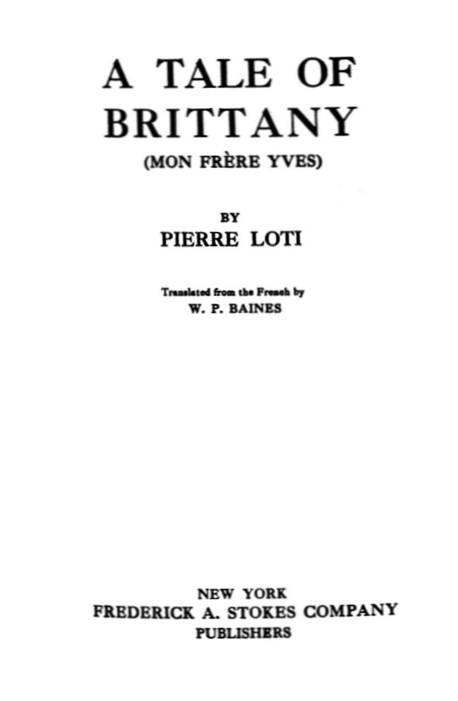 A Tale of Brittany (Mon frère Yves) cover