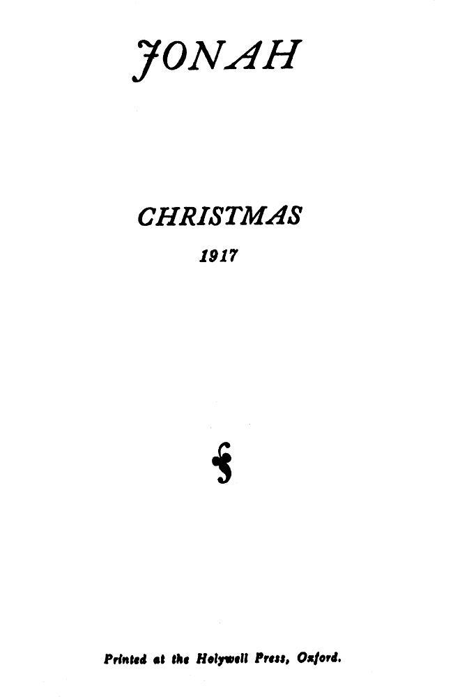 Jonah / Christmas 1917 cover
