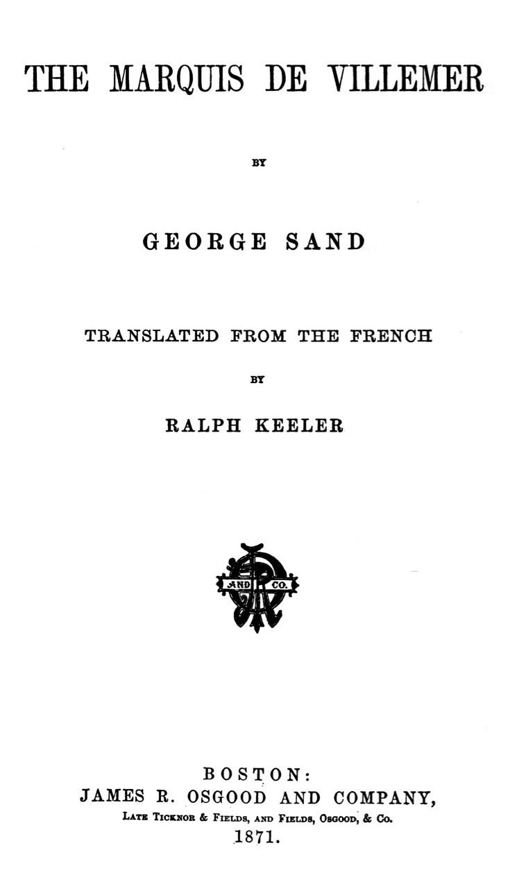 The Marquis de Villemer cover