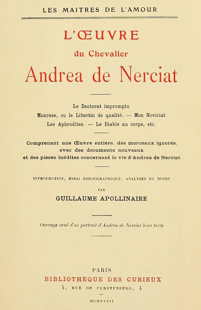 L'oeuvre du chevalier Andrea de Nerciat (1/2) cover