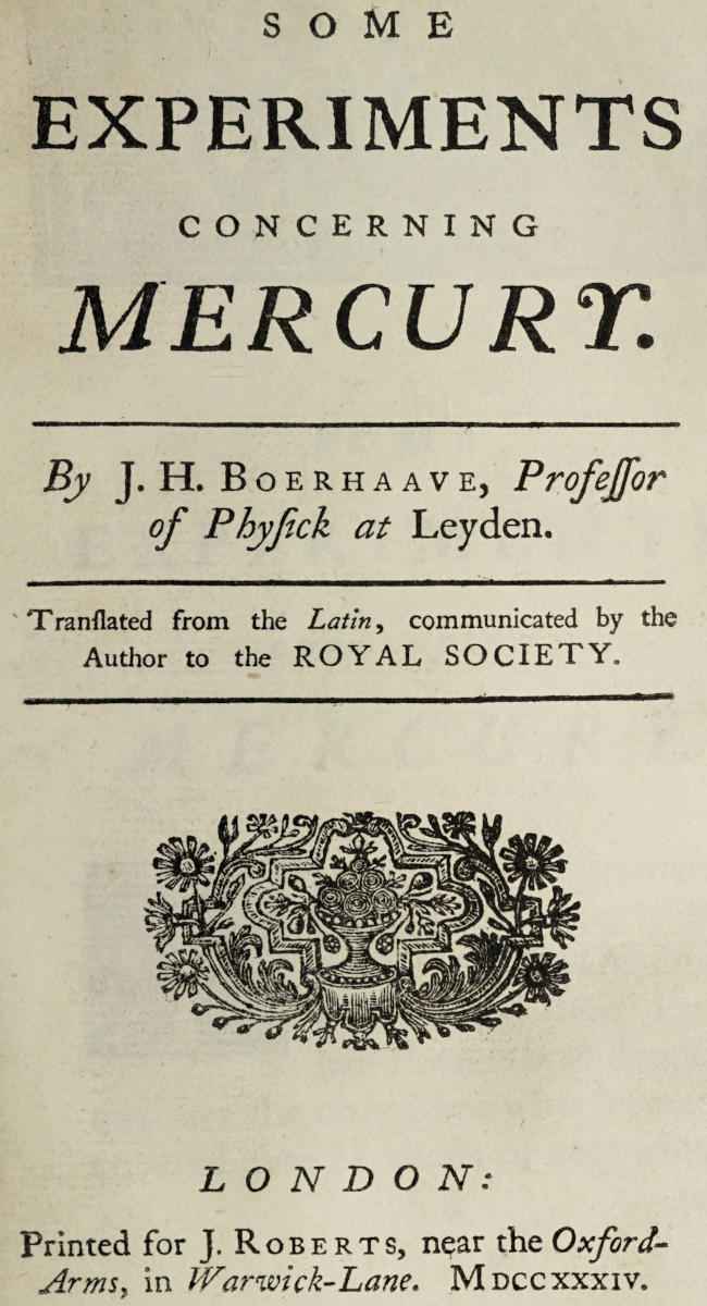 Some Experiments Concerning Mercury cover