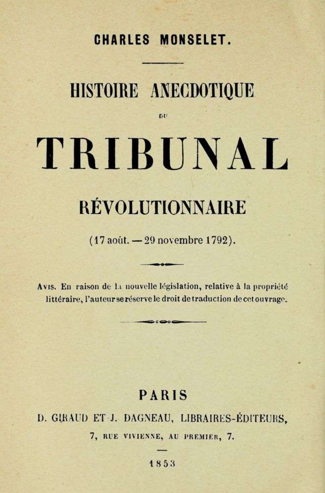 Histoire anecdotique du tribunal révolutionnaire cover