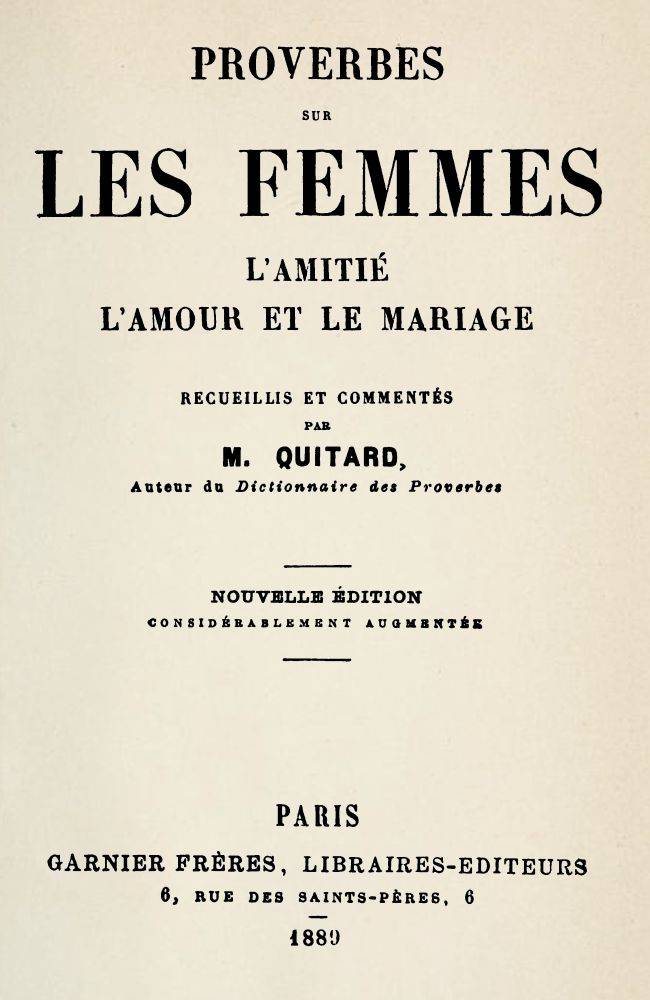 Proverbes sur les femmes, l'amitié, l'amour et le mariage cover