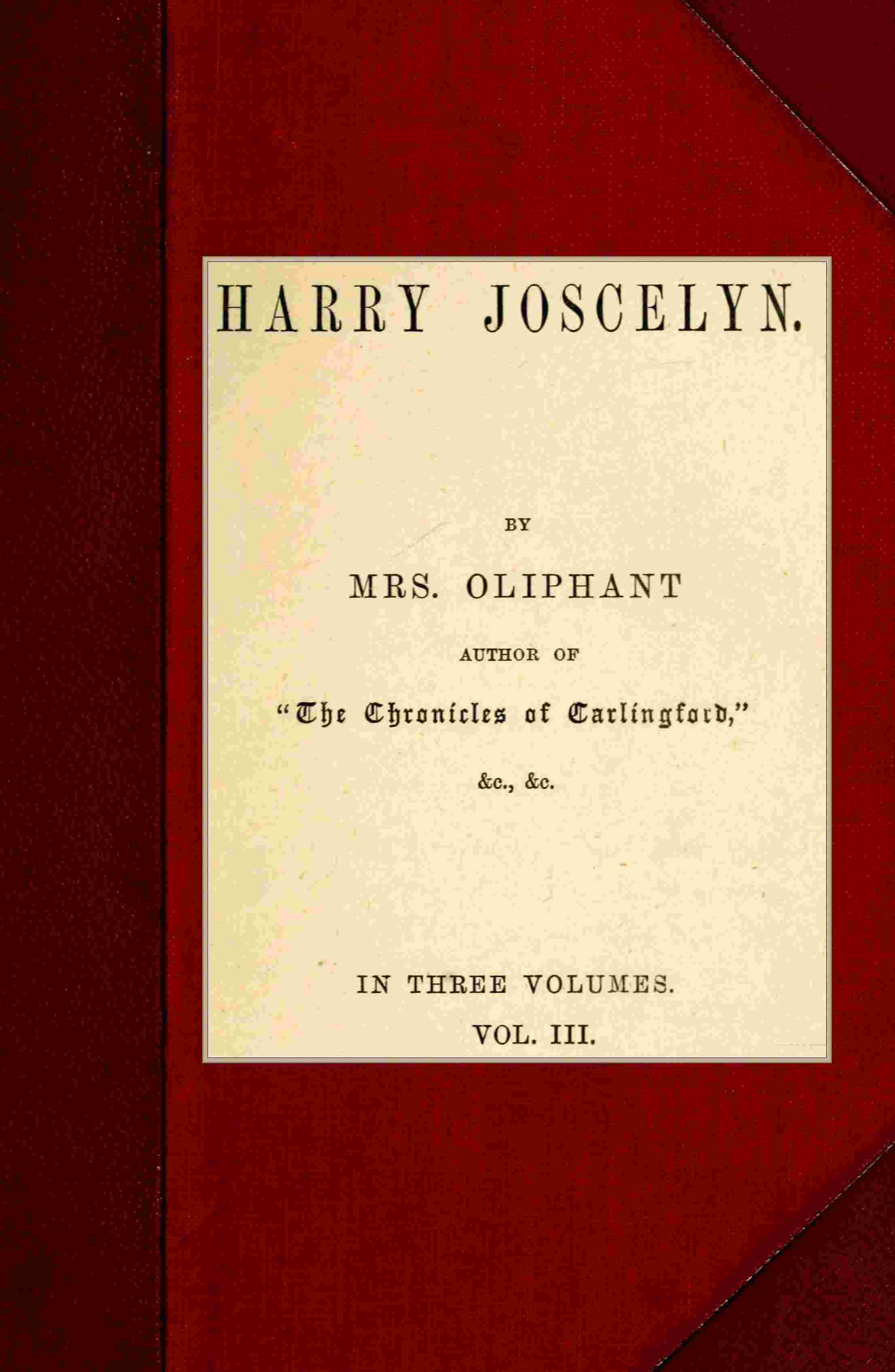 Harry Joscelyn; vol. 3 of 3 cover
