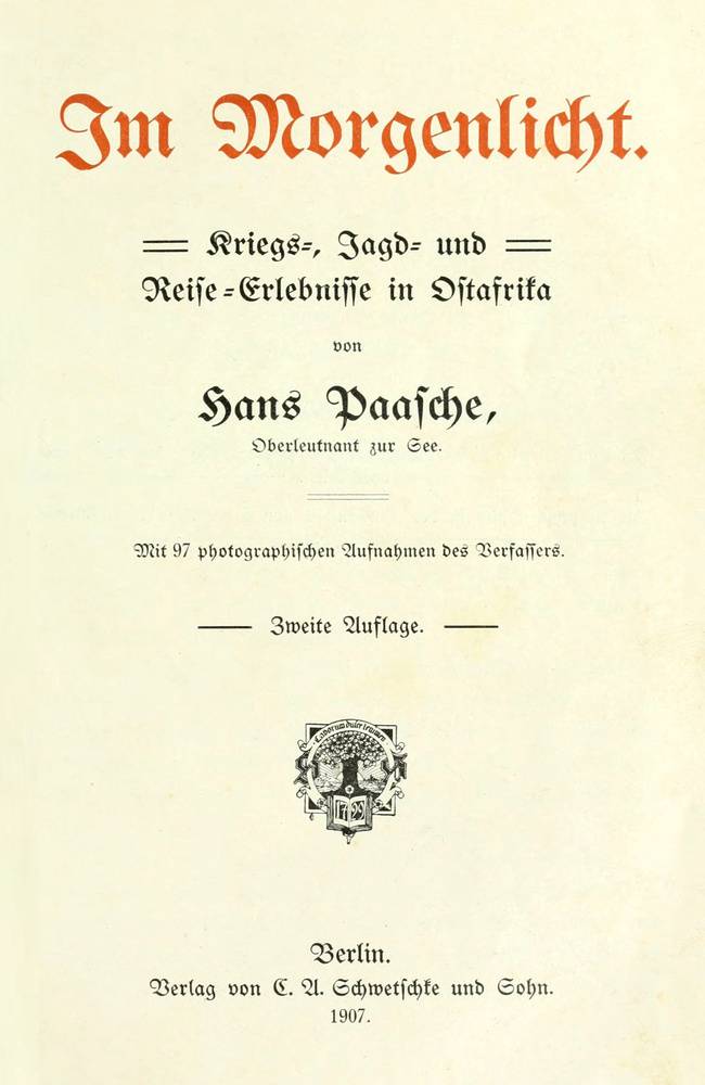 Im Morgenlicht. Kriegs-, Jagd- und Reise-Erlebnisse in Ostafrika cover