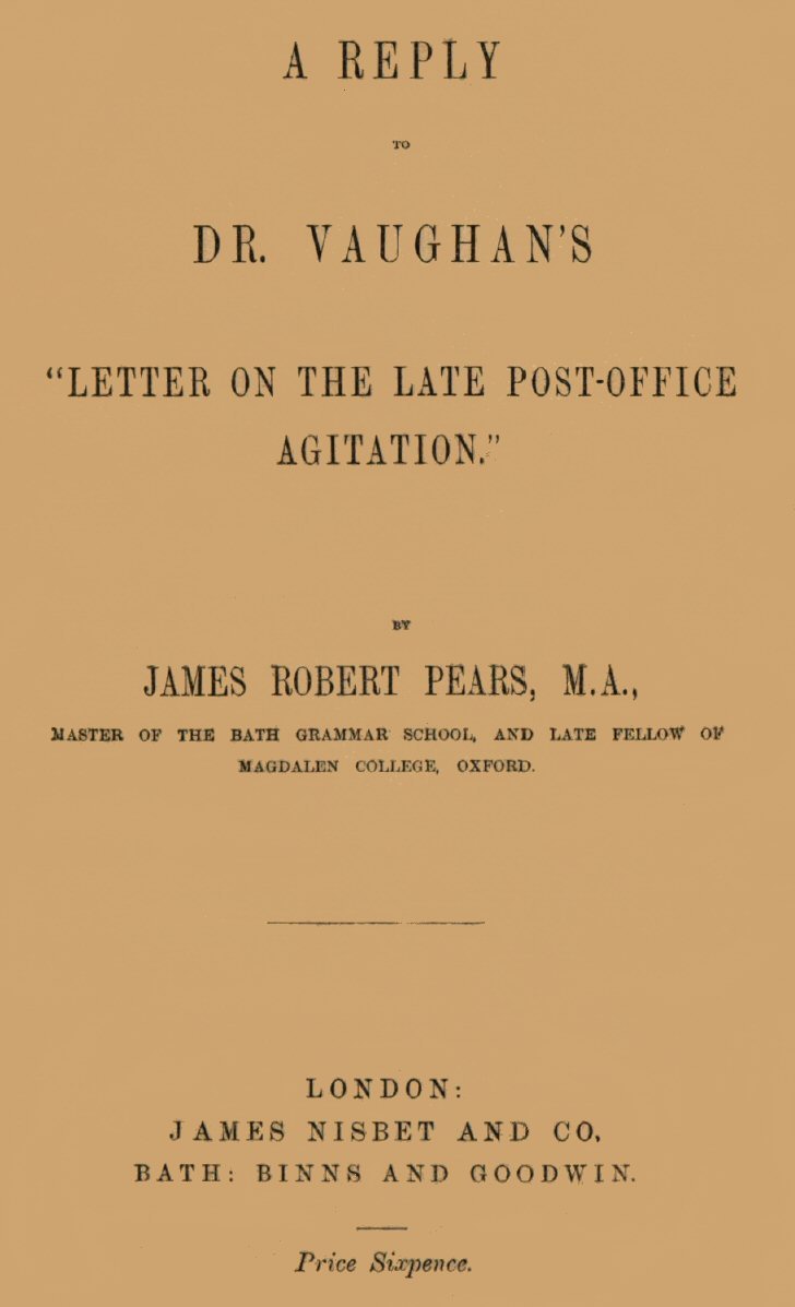 A Reply to Dr. Vaughan's "Letter on the Late Post-Office Agitation" cover