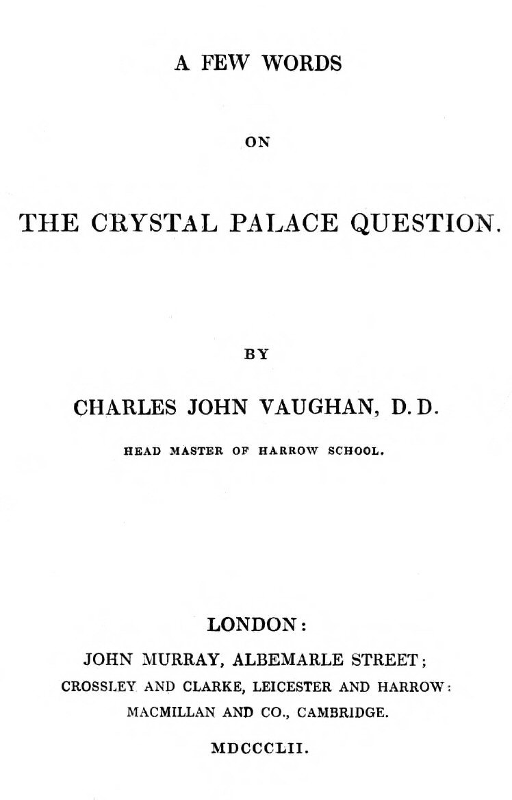 A Few Words on the Crystal Palace Question cover