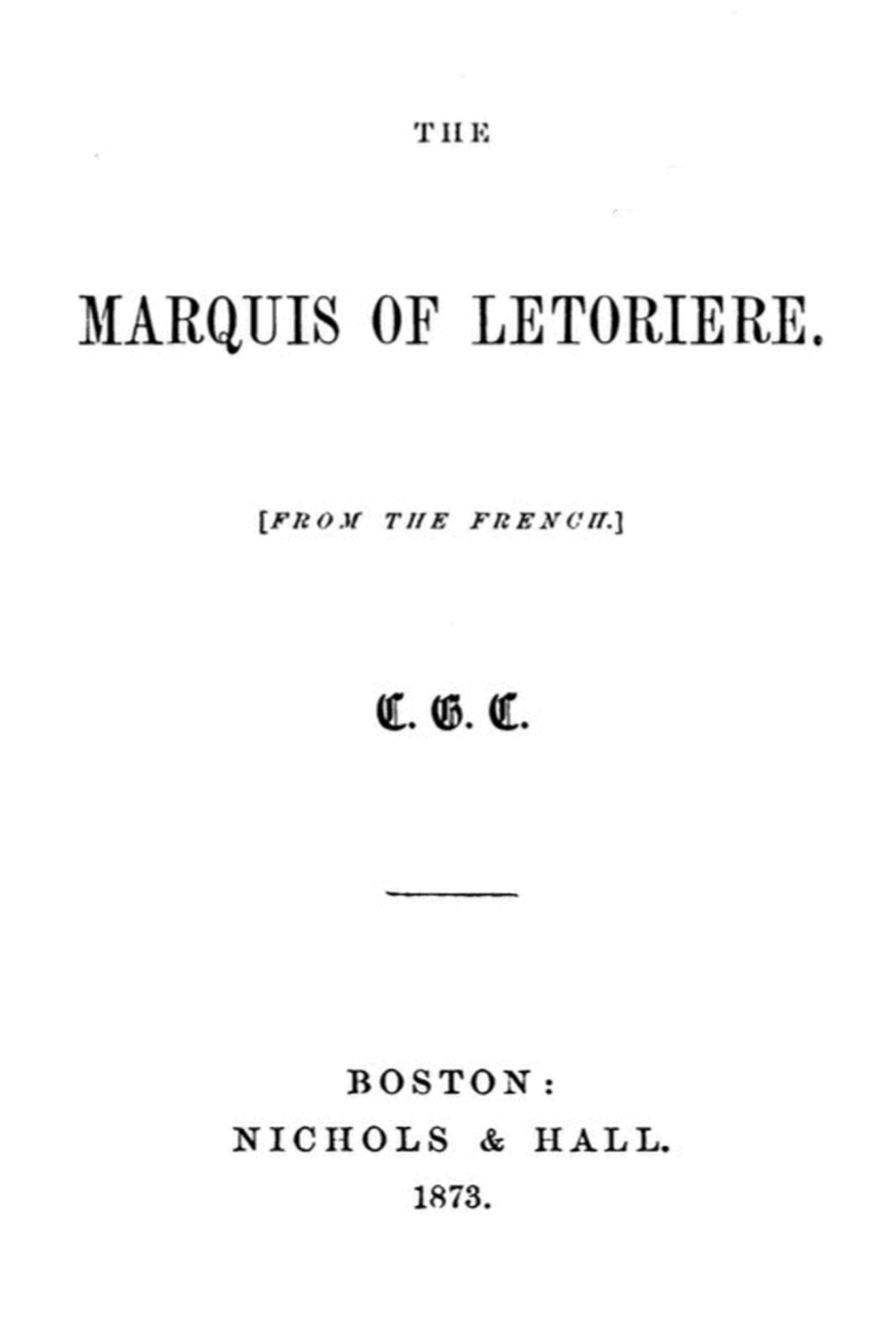 The Marquis of Létorière cover