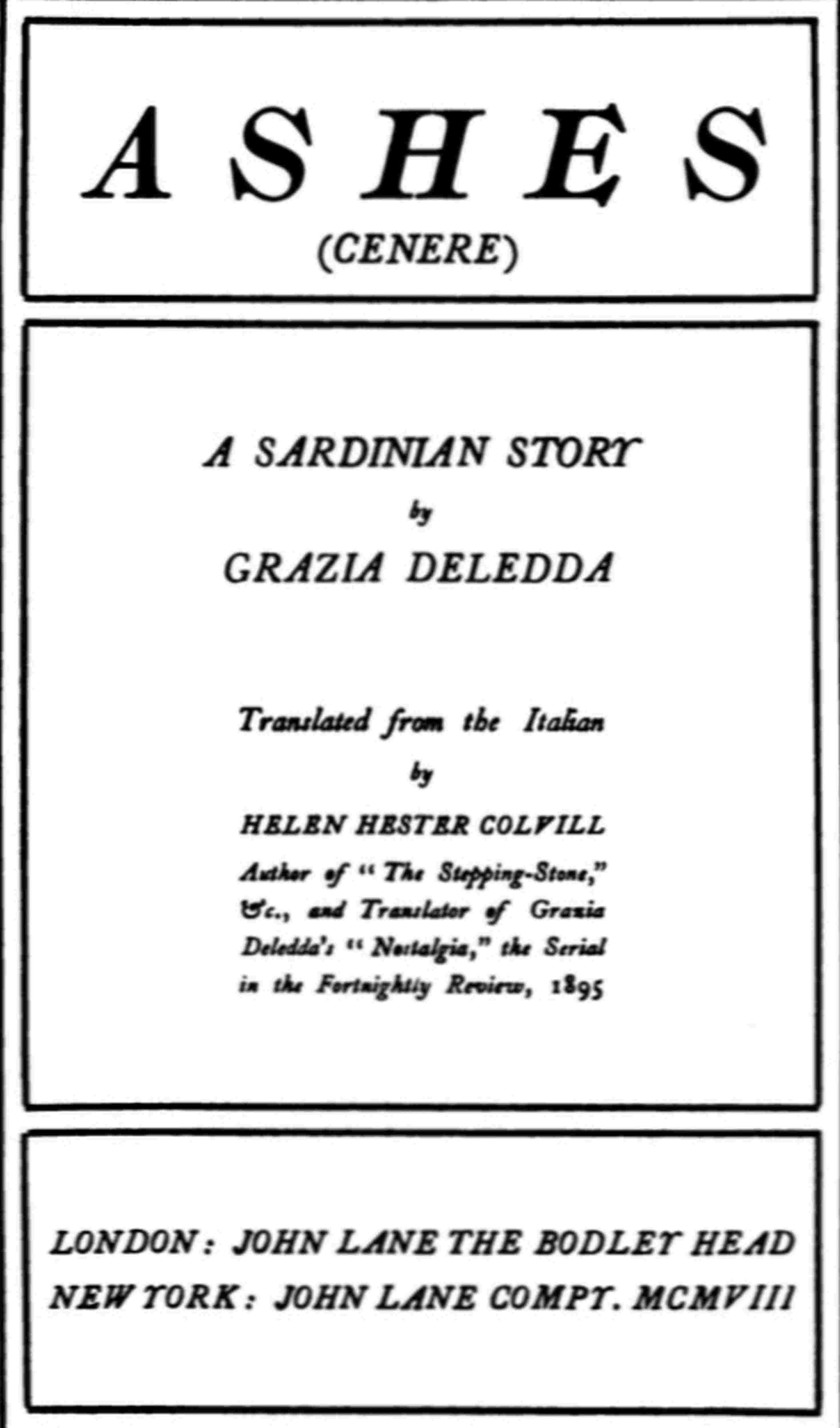 Ashes (Cenere): A Sardinian Story cover
