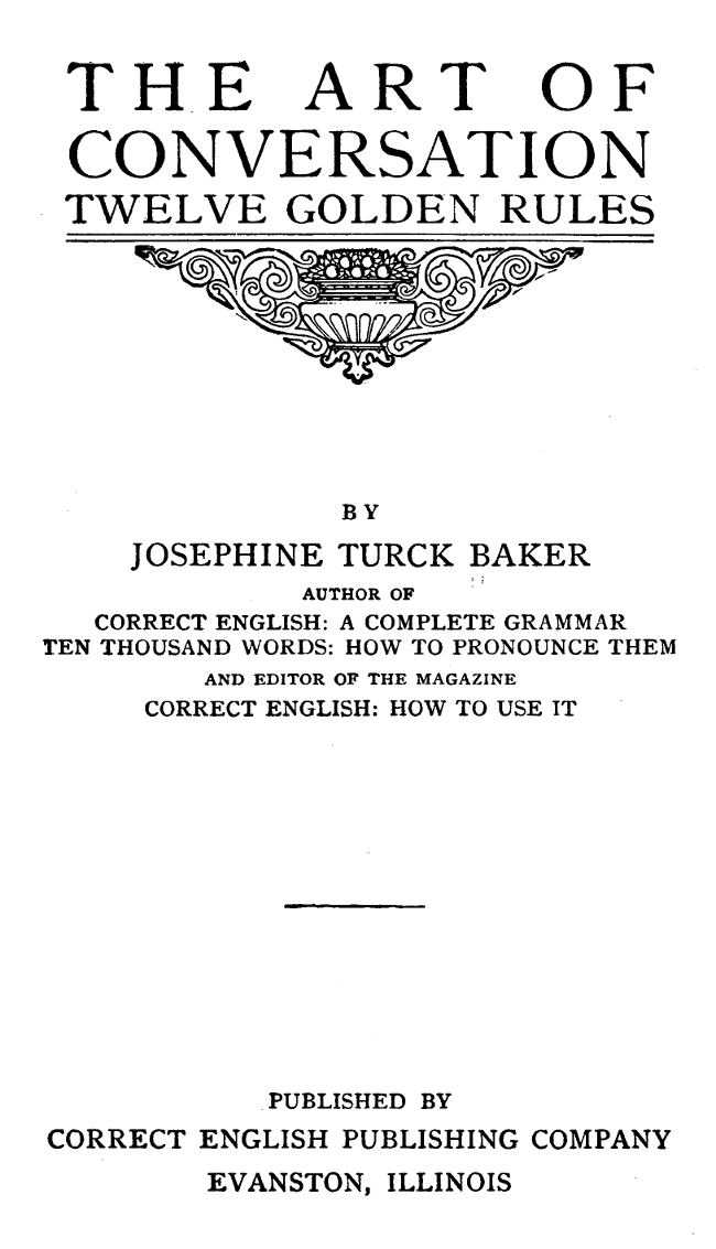 The Art of Conversation: Twelve Golden Rules cover