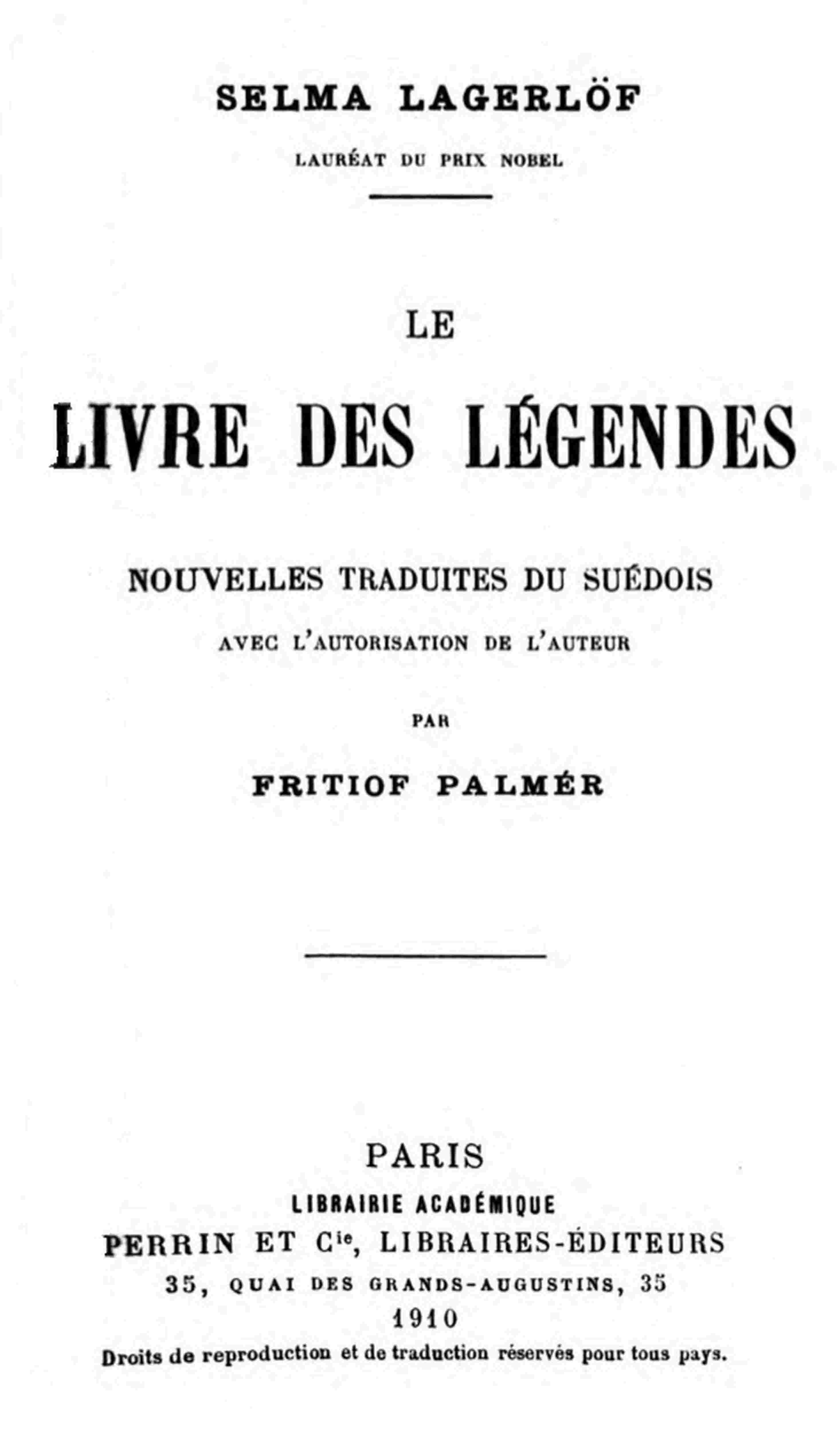 Le Livre des Légendes cover