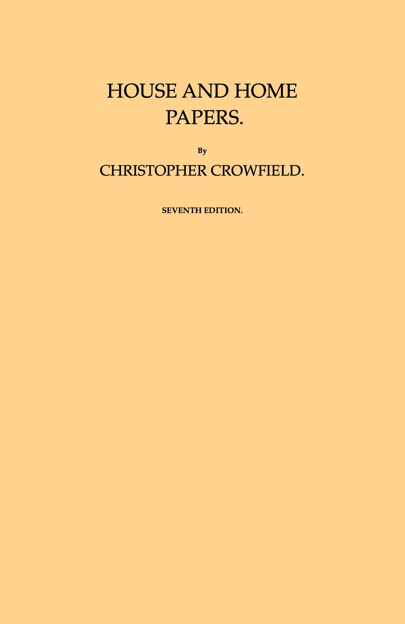 House and Home Papers / Seventh Edition cover