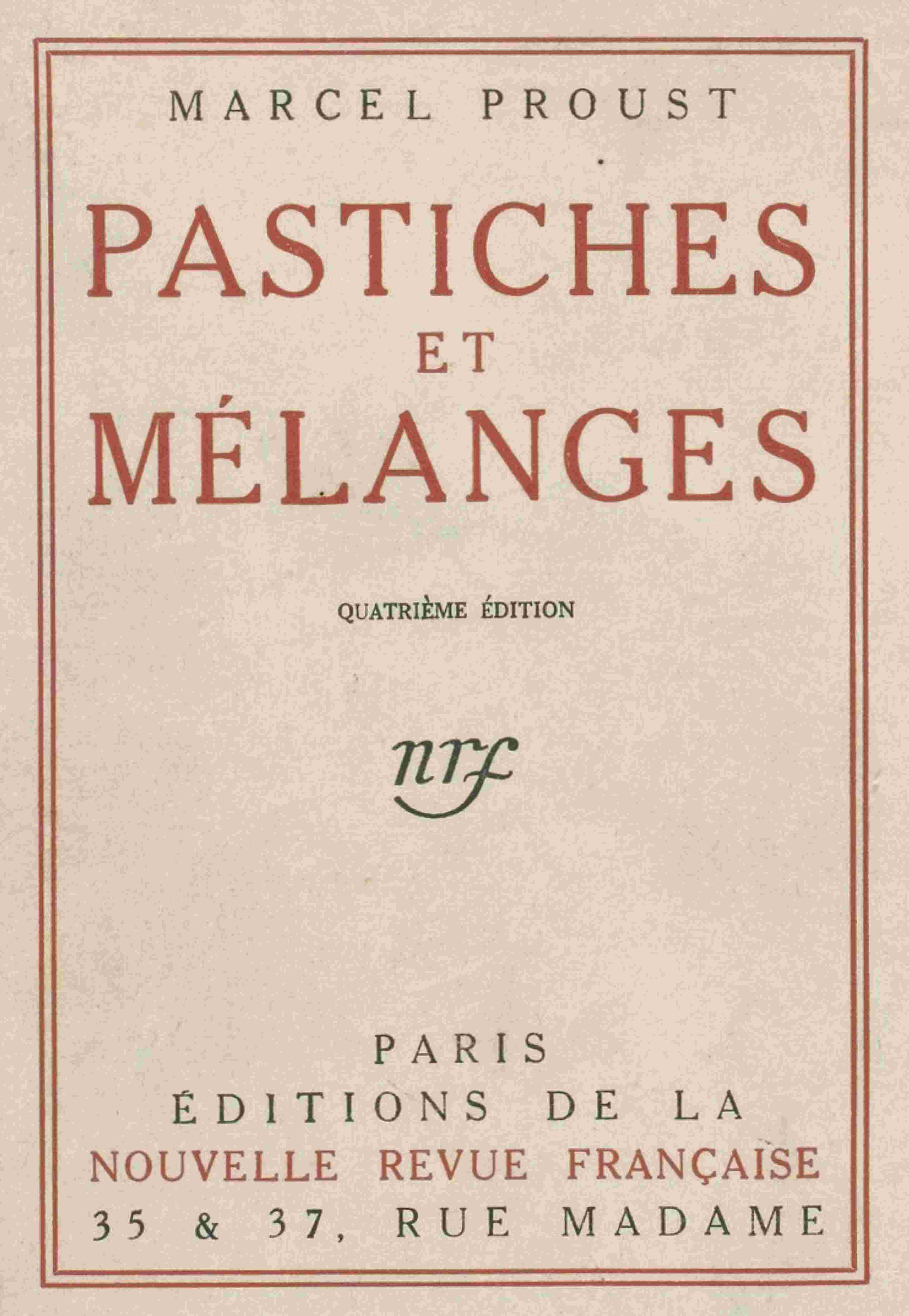 Pastiches et mélanges cover