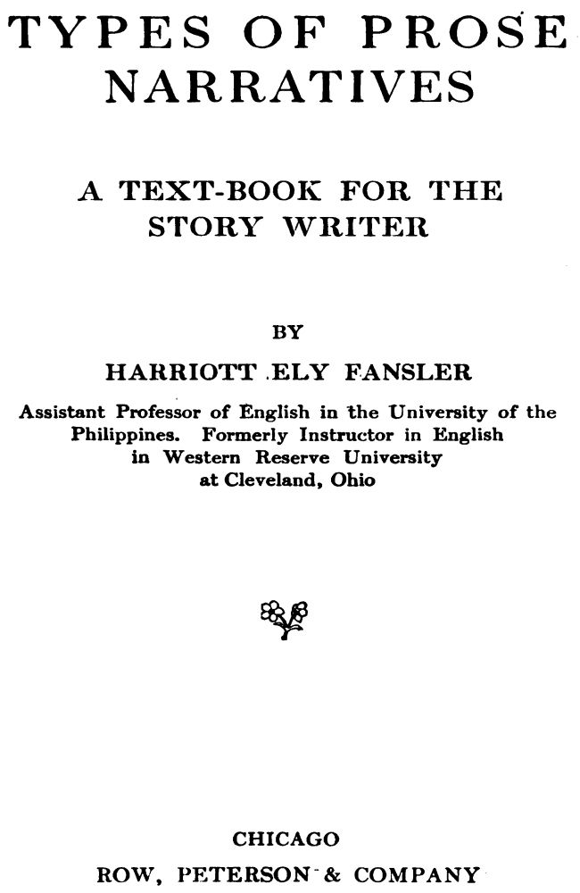 Types of Prose Narratives: A Text-Book for the Story Writer cover