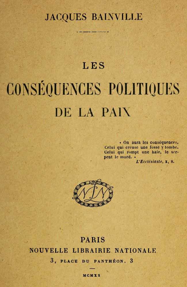 Les conséquences politiques de la paix cover