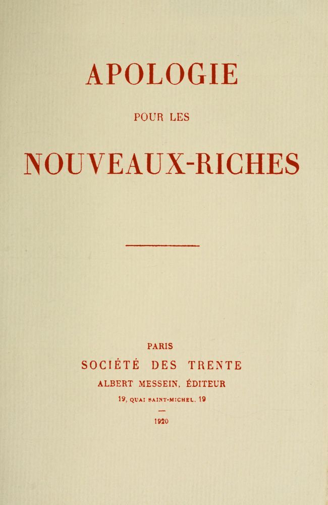 Apologie pour les nouveaux-riches cover