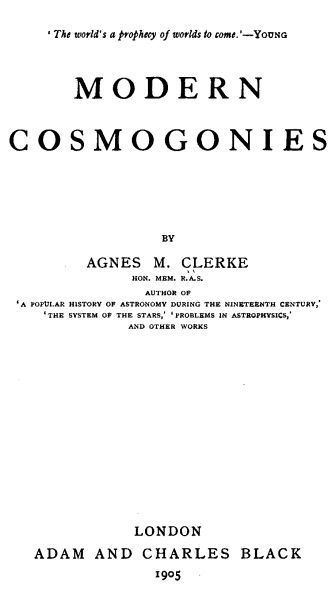 Modern cosmogonies cover