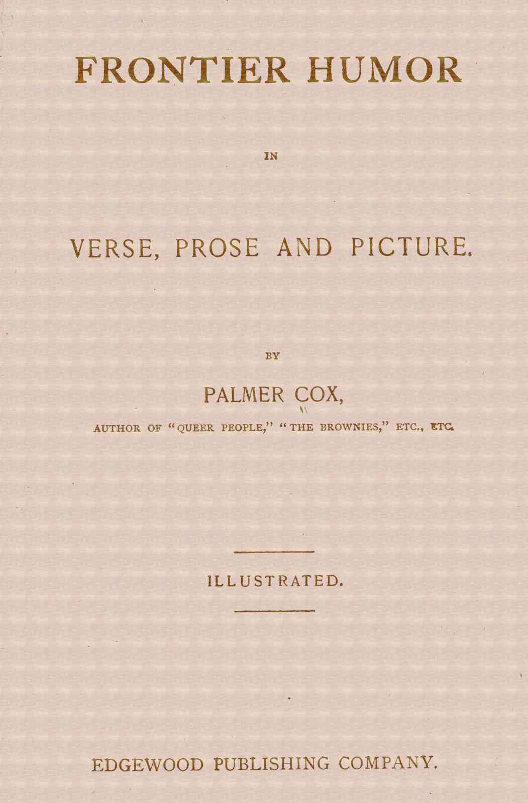 Frontier Humor in Verse, Prose and Picture cover