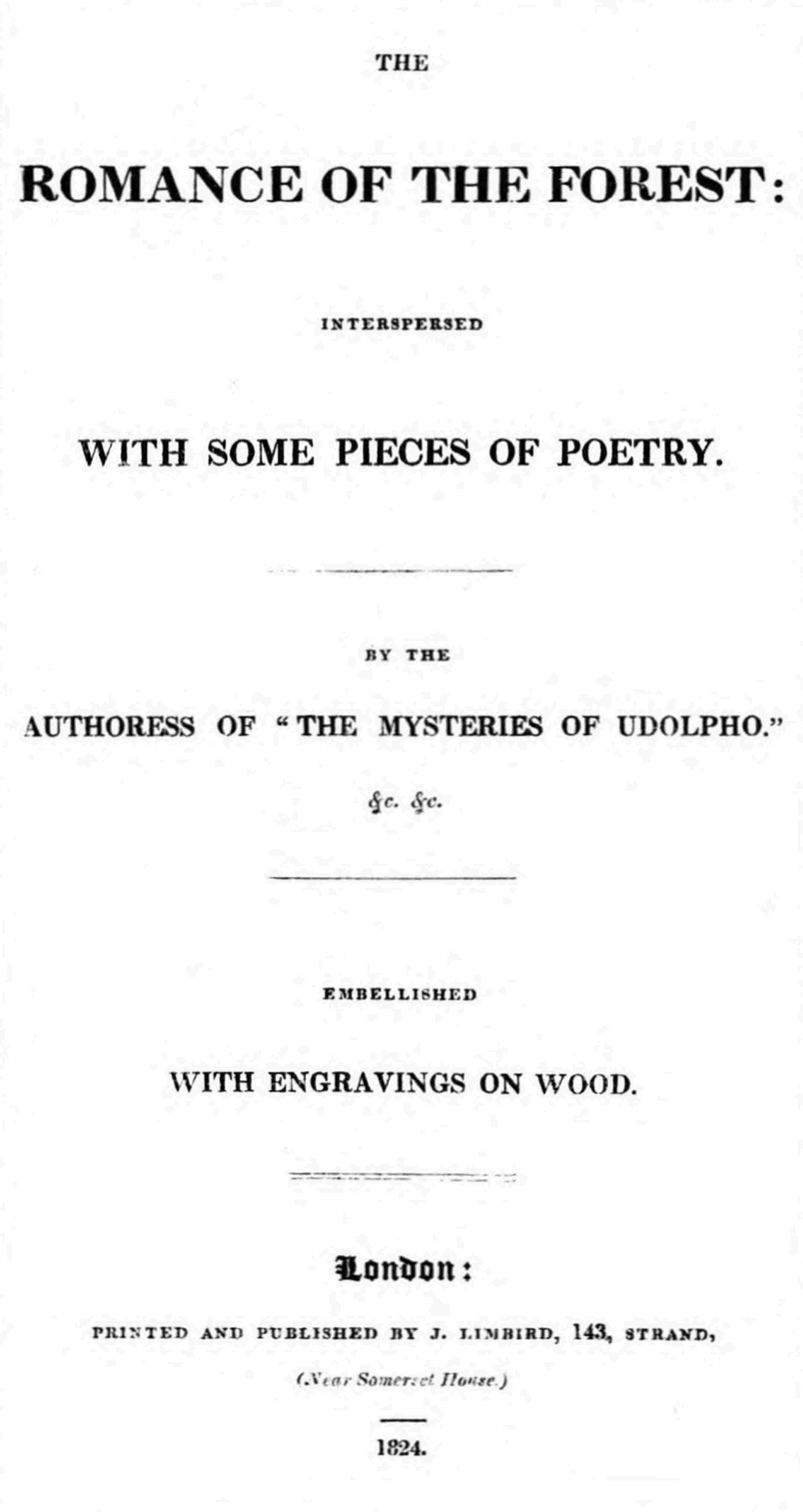 The Romance of the Forest, interspersed with some pieces of poetry. cover