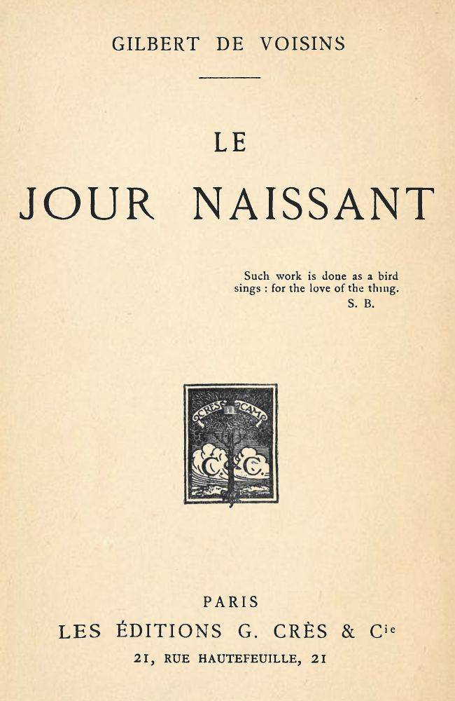 Le jour naissant cover