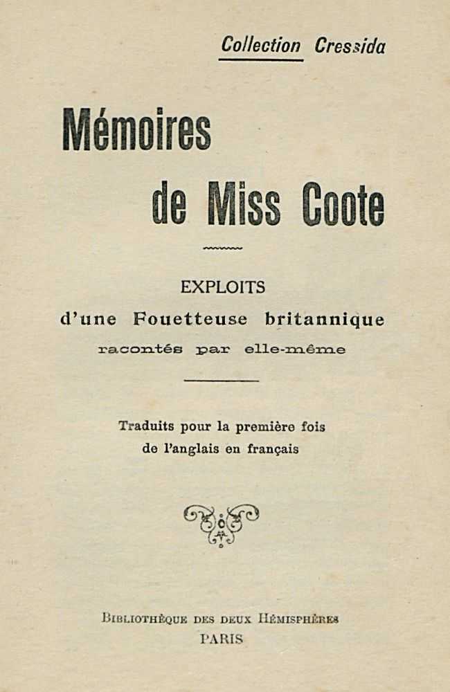 Mémoires de Miss Coote: Exploits d'une fouetteuse britannique racontés par elle-même cover