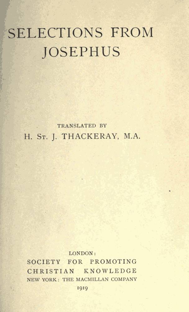 Selections From Josephus cover