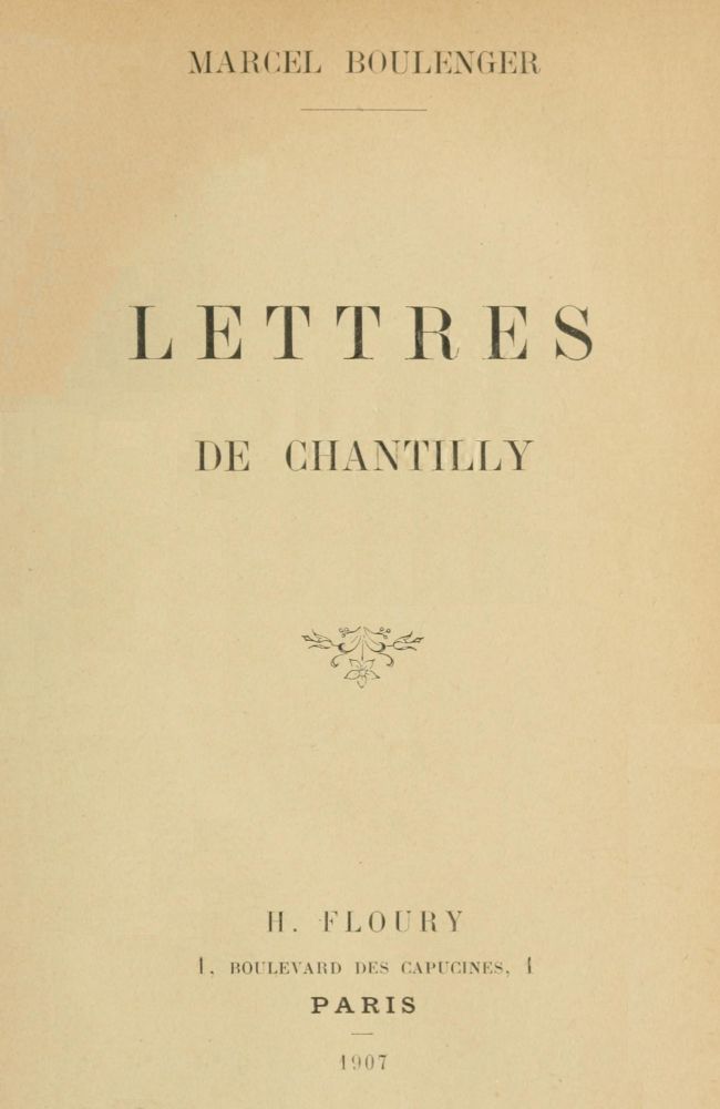 Lettres de Chantilly cover