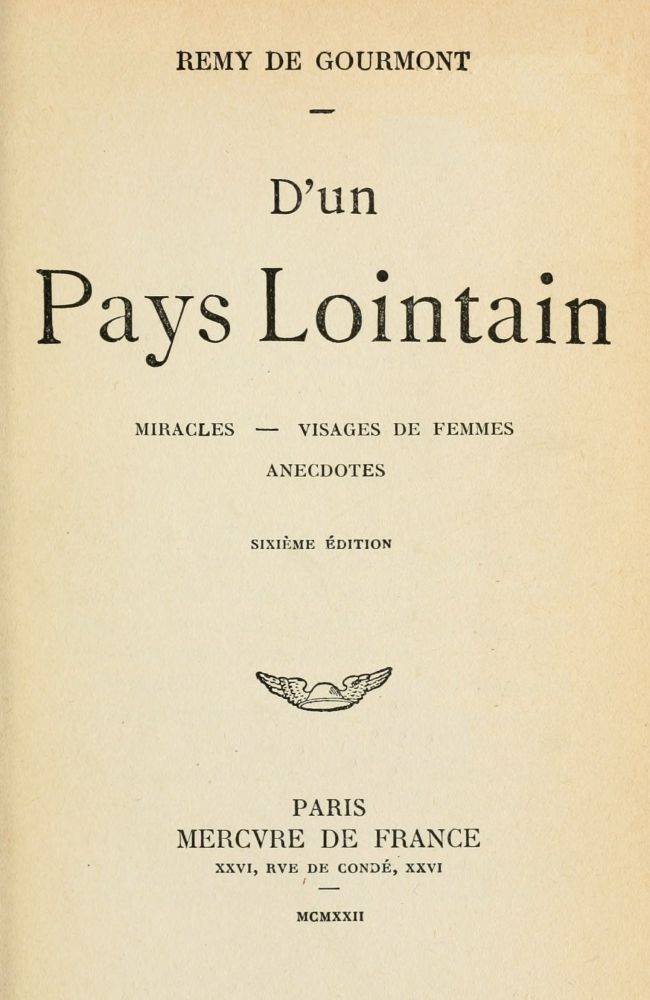 D'un pays lointain: Miracles; Visages de femmes; Anecdotes cover