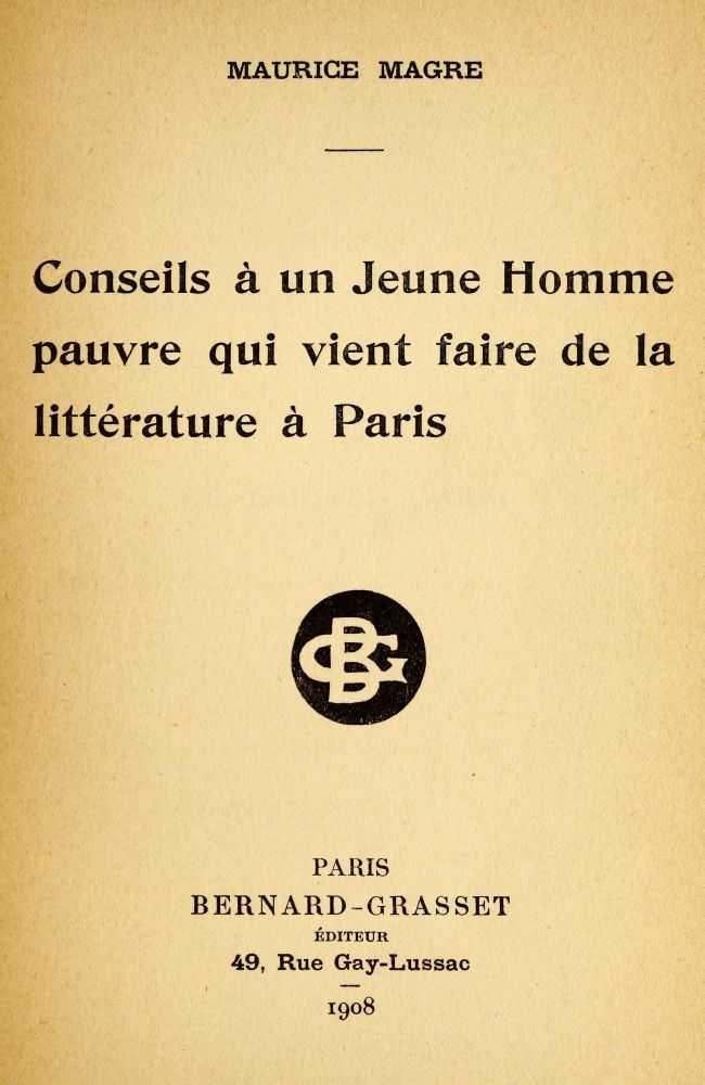 Conseils à un Jeune Homme pauvre qui vient faire de la littérature à Paris cover