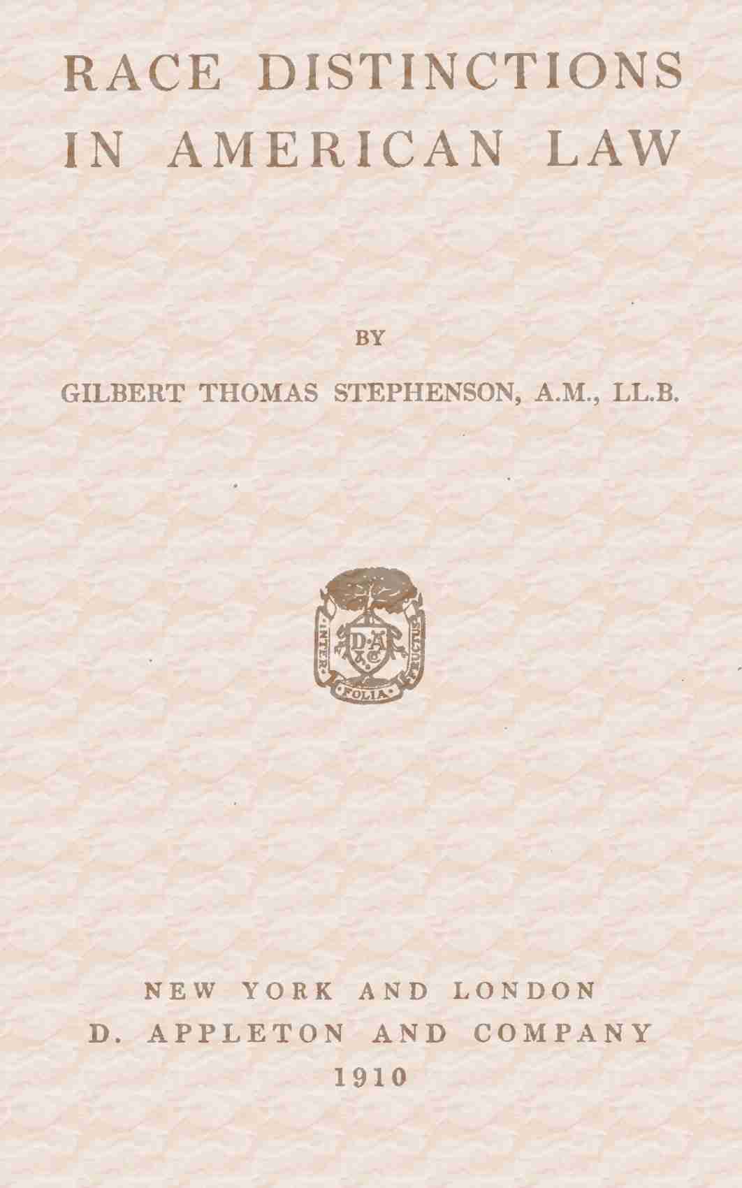 Race Distinctions in American Law cover
