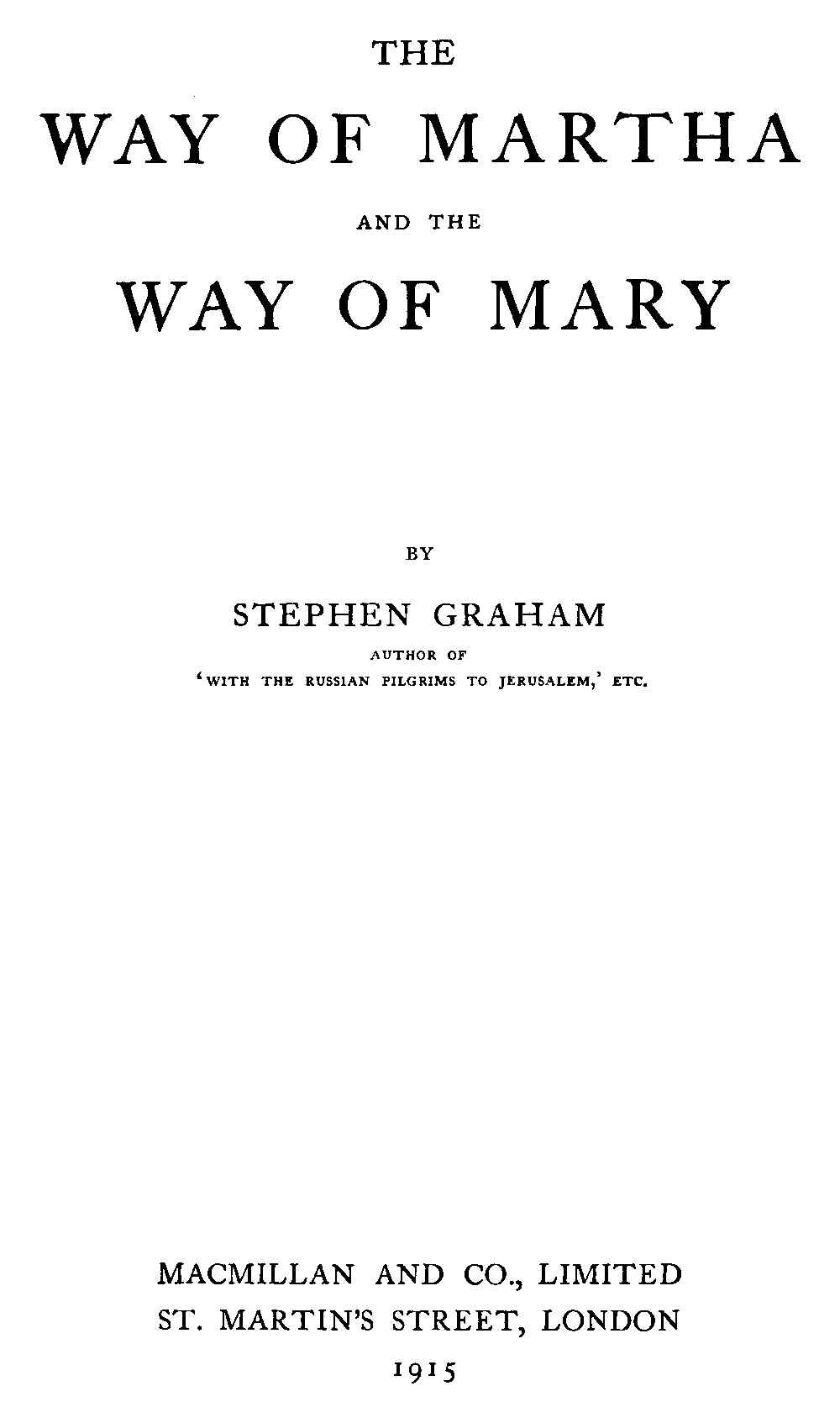 The Way of Martha and the Way of Mary cover