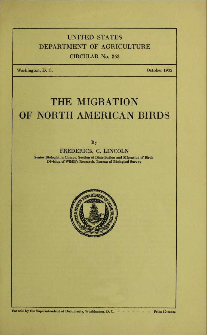 The Migration of North American Birds (1935) cover