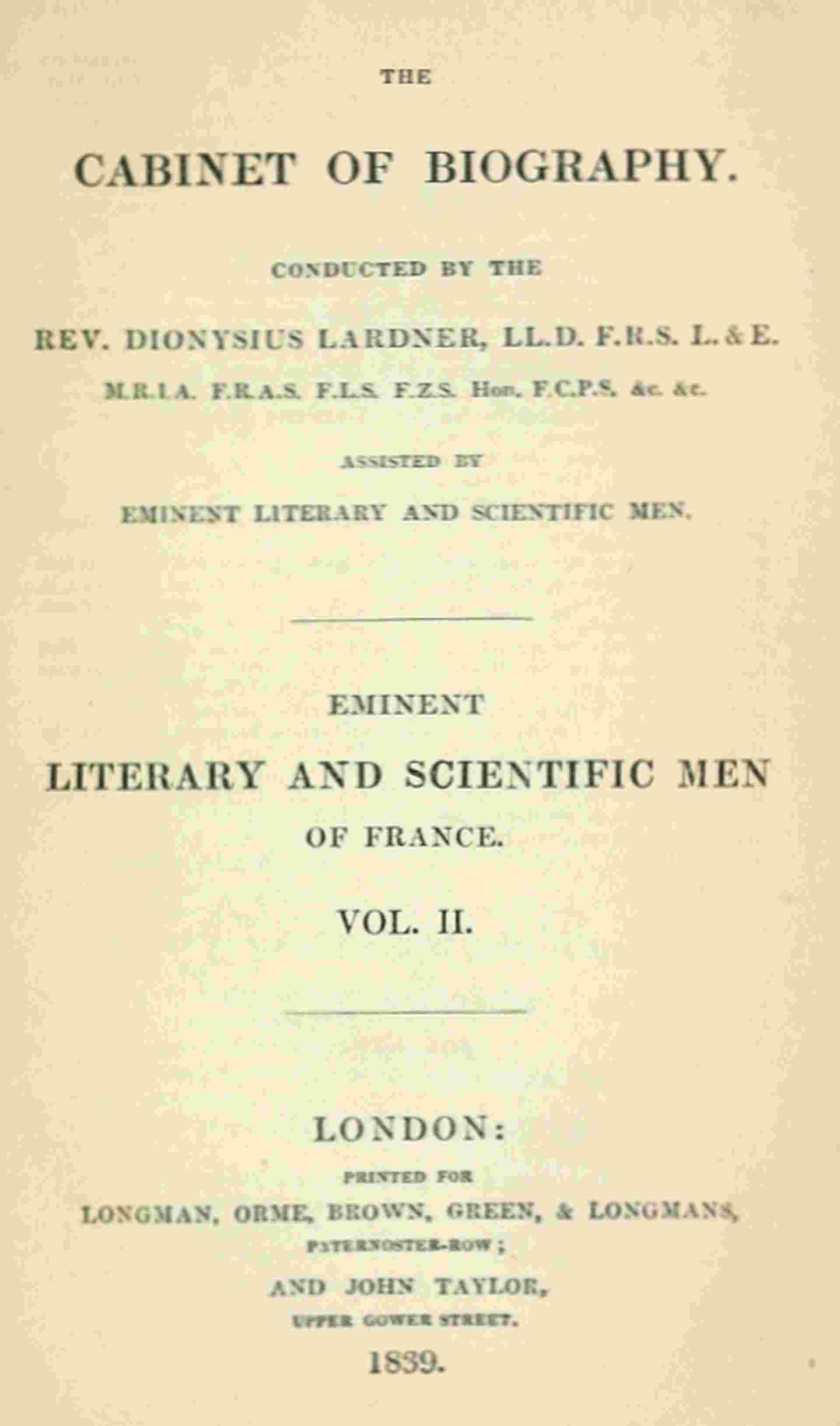 Lives of the most eminent literary and scientific men of France, Vol. 2 (of 2) cover