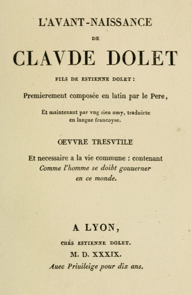 L'avant-naissance de Claude Dolet cover