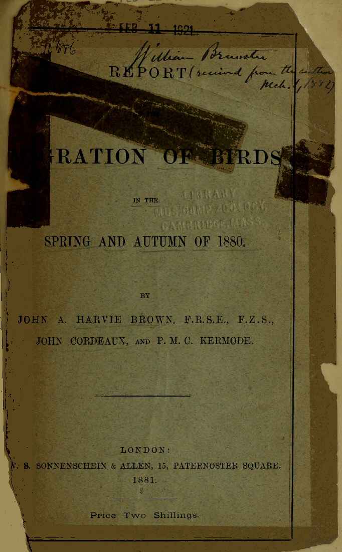 Report on the Migration of Birds in the Spring and Autumn of 1880. [Second Report] cover