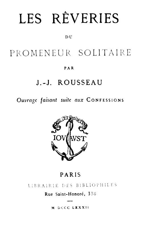 Les Rêveries du Promeneur Solitaire / Ouvrage faisant suite aux Confessions cover