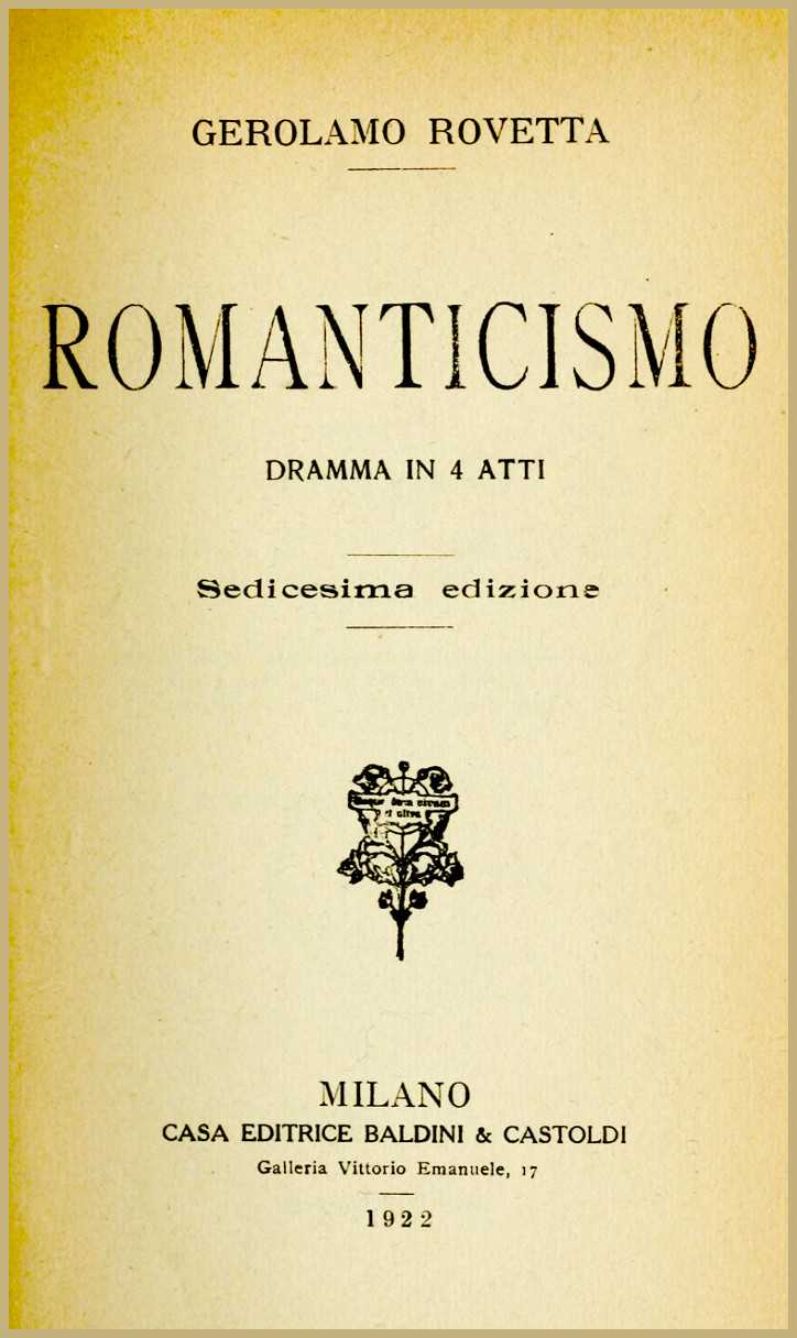 Romanticismo: dramma in 4 atti cover