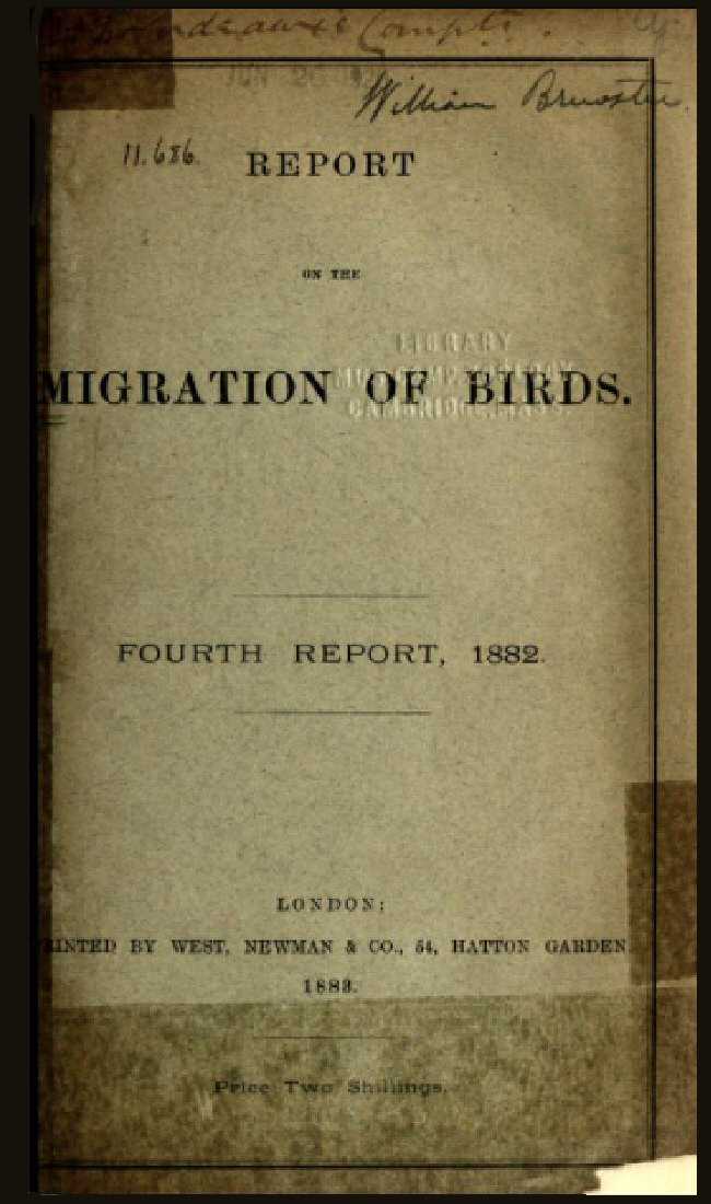 Report on the Migration of Birds in the Spring and Autumn of 1882. Fourth Report cover