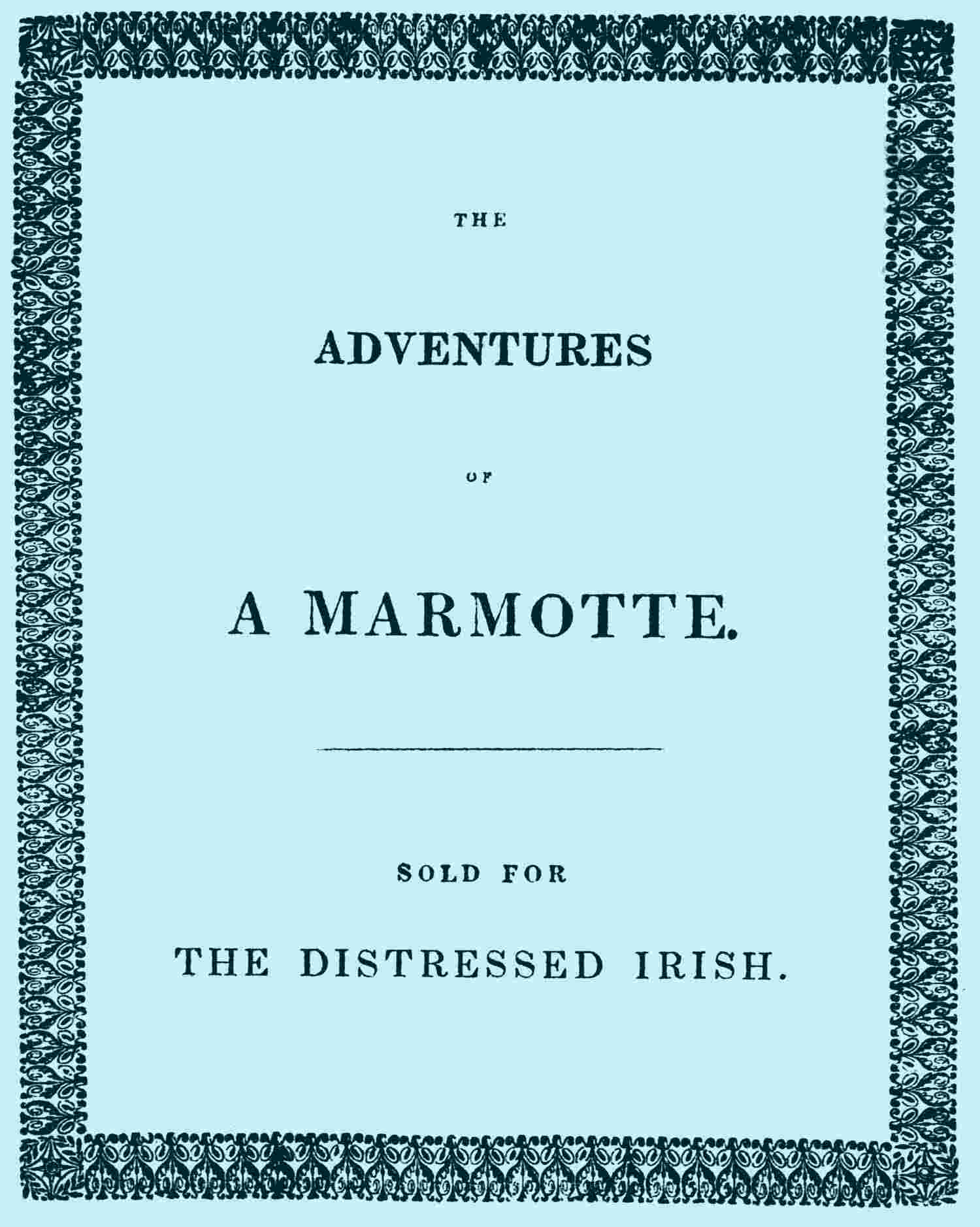 The Adventures of a Marmotte / Sold for the Distressed Irish cover