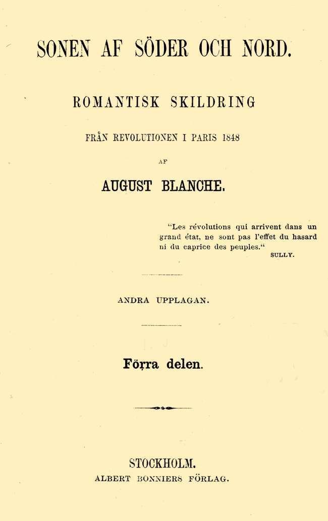 Sonen af söder och nord. Förra delen / Romantisk skildring från revolutionen i Paris 1848 cover
