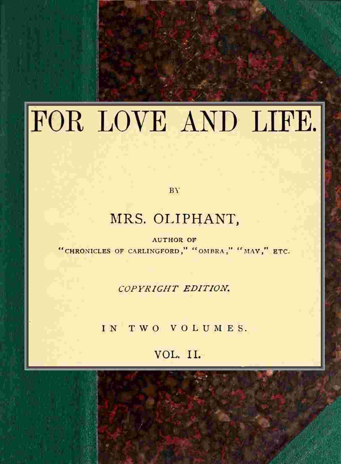 For love and life; vol. 2 of 2 cover