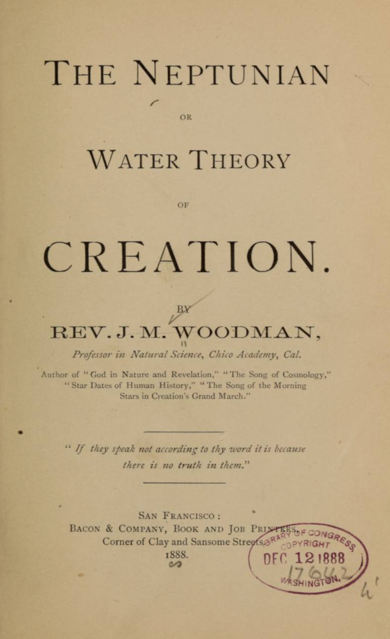 The Neptunian, or Water Theory of Creation cover